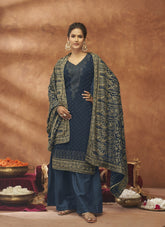 Winsome Looking Salwar Suit in Dark Blue